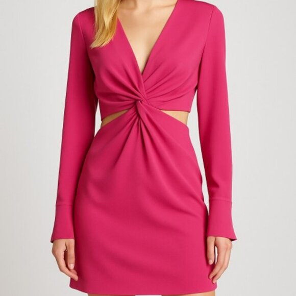 A.L.C. Zoey Mini Dress Size 4 Rambutan – Twist Front Cutout, Excellent MSRP$495 - Picture 1 of 15